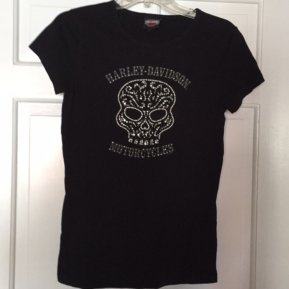 Harley Davidson shirtsleeve black bling T-shirt